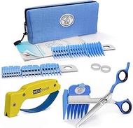No Buzz Clipper + Sharpener by Scaredy Cut Silent Home Pet Grooming Kit, Blue, Right-Handed