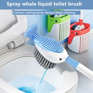 Whale Toilet Brush Suction Cup Wall-Mounted Toilet Brush Spray Whale Liquid Refillable Toilet Brush 