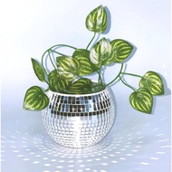 Disco Ball Planter,Disco Ball Vase,Disco Ball Flower Pot,Disco Ball Bowl,Disco Plant Holder,Silver M