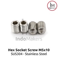 Hex Socket Grub Screw / Baut Tanam Stainless M5 x 10mm