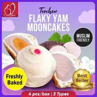【Early BIRD】Traditional Baked TEOCHEW Flaky 100% Yam Mooncake 4pcs/box | Gin Thye x Cinta Rasa