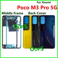 Back Housing For Xiaomi Poco M3 Pro 5G Battery Back Cover LCD Middle Frame Front Mid Chassis Bezel