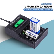 Doublepow 4 Slot AA AAA 9V Ni-MH Ni-CD Li-Ion Battery Charger with LCD - DP-UK95