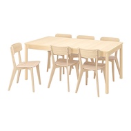 RÖNNINGE/LISABO 餐桌附6張餐椅, 樺木/梣木