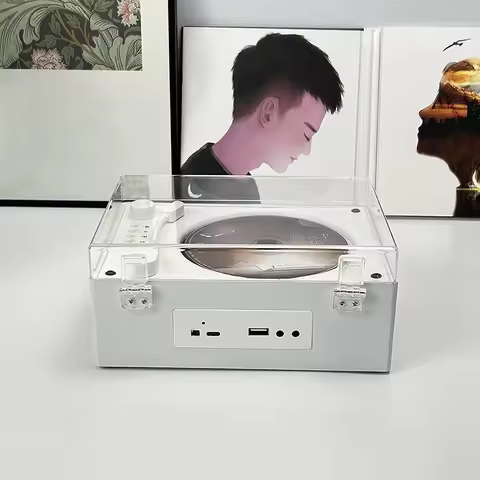 Vintage Leather CD Player Two-way Bluetooth 5.0 Built-in Speaker Portable Rechargeable CD Music Play