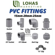 PVC Pipe Fitting Paip PVC Connector Socket Elbow Tee Valve Socket Plug End Cap U Clip PT Socket PT E