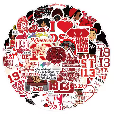 60PCS Delta Sigma Theta Sorority Graffiti Stickers Funny Cartoon DIY Decoration Suitcase Fridge Lapt
