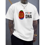 1pc Men's Eritrean Flag DNA Graphic T-Shirt - Soft Ribbed Collar, Casual Round Neck Tee Suitable for