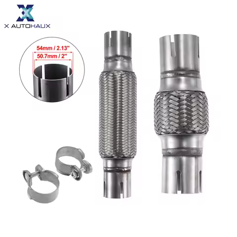 X Autohaux 50.7mm x 54mm Car Exhaust Flexible Pipe Tubing Exhaust Joint w/ Welding Extension Pipe Cl