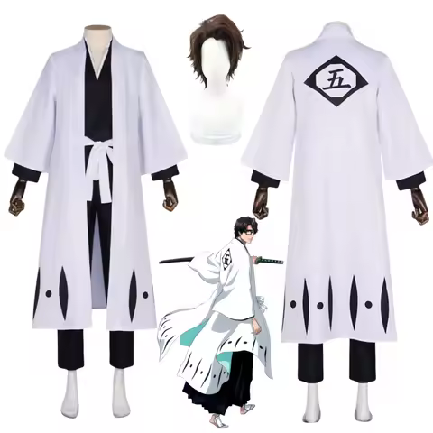 Anime Bleach Aizen Sousuke Cosplay Costume Wig Thousand Year Blood War Gotei 13 Team 5 Captain Robe