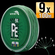 Biteme 9X 100m PE Line Braided Fishing Line 9 Strand 10-120LB Multifilament Fishing Line