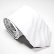 PUTIH KIAMA - Men's Long Tie with White Stripe Motif - 3 inch wide (7 to 8cm)