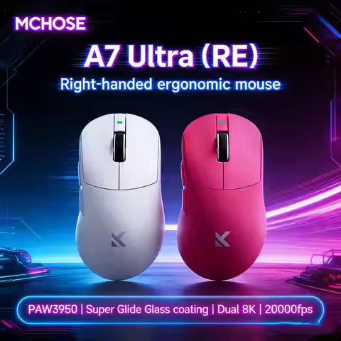MCHOSE A7 Ultra RE Gaming Mouse Ergonomic Design 8K 20000fps 42000DPI 750IPS Super Glide Coating 500