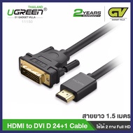 UGREEN Cable HDMI TO Display DVI 24+1 (1.5M) UGREEN 11150  ใช้งานได้ 2 ทิศทาง 1080P สายแปลงสัญญาณภาพ 2 ทาง  HDMI เป็น DVI-D หรือ DVI-D เป็น HDMI