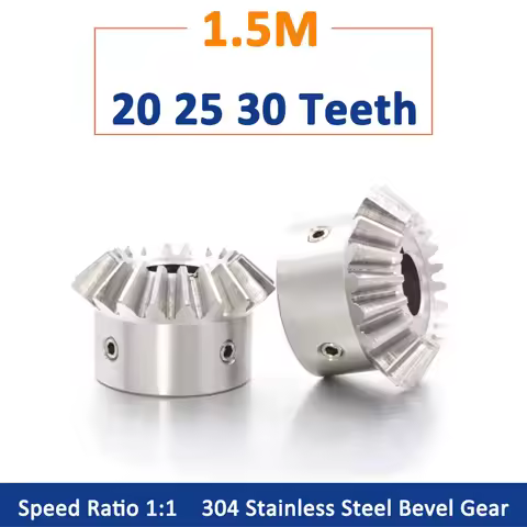 1pc 1:1 304 Stainless Steel Bevel Gear 1.5M 20 25 30 Teeth 1.5 Module 20T 25T 30T 90 Degrees Meshing