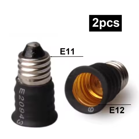 2PCS Black E11 to E12 Bulb Socket Adapter - Candelabra Base Converter for LED/Incandescent Lights, C