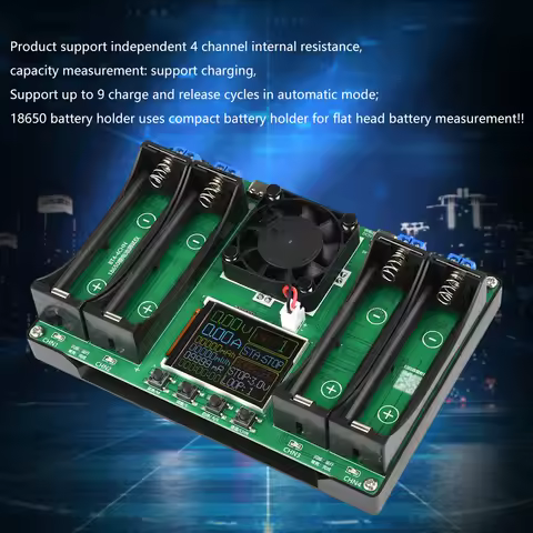 4 Channels 18650 Lithium Battery Capacity Tester Battery Tester LCD Display Universal Battery Checke