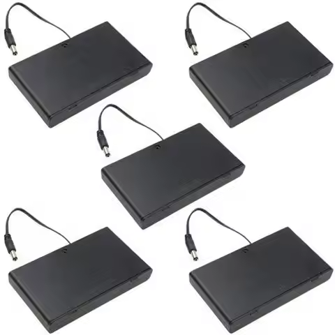 5-Pack 12V Battery Holder with ON/Off Switch & DC Connector for Arduino RC LED Strips