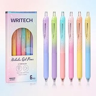WRITECH Gel Pens Fine Point: 0.7mm Black Ink Retractable 6ct Smooth Writing with Aesthetic Gradient 