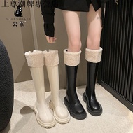 Knight Boots Flat Boots Women Over-the-Knee Boots Male Monkey Boots Women Autumn Winter Fleece Linin