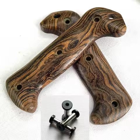 1 Pair Natural Solid Wood Knife Grip Handle Scales for Kabar BK2 BK9 Knives with Screws DIY Make Acc