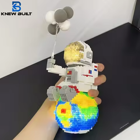 Astronaut Series Micro Mini Building Blocks with LED Lights, Enhances Desk Aesthetics, Pen Holder As
