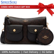 Coach Handbag In Gift Box Crossbody Bag Signature Pennie Crossbody With Coin Case Brown Black # C5675