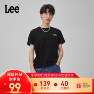 Lee24春夏新品标准版型圆领logo字母印花男短袖T恤潮LMT0081214LE 黑色 XL