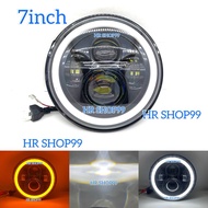 7 inch ROUND Headlamp- Harley Jeep 7 inch Hi Low Full Angel Eye 2Tone Led Projector Headlamp