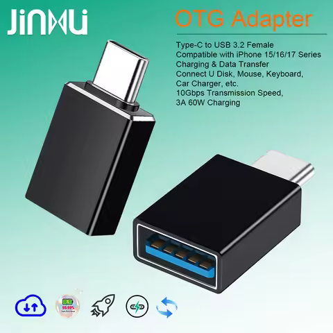 Type C USB3.2 OTG Adapter 3A 60W Fast Charging Converter USB Female to USB C Male Connector for Xiao