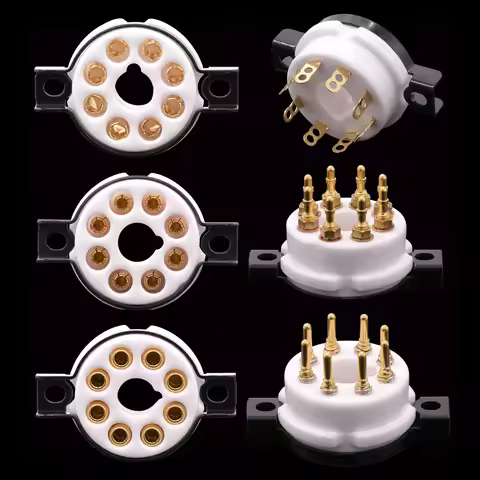 EIZZ High End Ceramic 8pin Octal Vacuum Tube Socket Base Gold Brass Pins For EL34 KT88 6550 6V6 274B