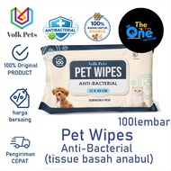 Wet Wipes for Cats and Dogs PET WIPES VOLK PET 100 Sheets Volk Pets Wipes Antibacterial, Soft, Safe 