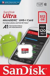 SanDisk A1 120MBs 512GB 512G Ultra microSD micro SD C10 記憶卡
