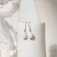 QVY Opal Coated Teardrop Pearl Dangle Earrings 18K Gold Plated 925 Sterling Silver Hook [PER-OP]