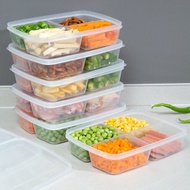 3Pcs/set 4Grid Kitchen Food Storage Box Refrigerator Storage Crisper Bekas Kedap Udara 3个装 透明保鲜盒 可微波