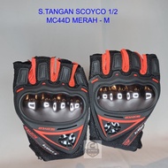 MERAH SCOYCO 1/2 MC44D RED MOTORCYCLE GLOVES - M