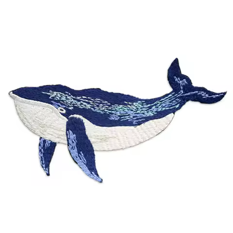 High Quality Blue Whale Embroideried Repair Patches Bag Jacket Jeans Strip Iron On Patches for Cloth