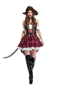 NEW Halloween Adult Women Pirates Costume of the Caribbean Pirate Captain Costume Deluxe Pirate Dres