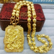 Matching Jewelry Pendant Hexagonal Brass Sand Gold Dragon Brand Color Retention Gold-Plated Euro Coi