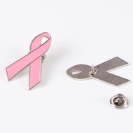Pink Ribbon Brooch Breast Cancer Awareness Edge Lapel Pin