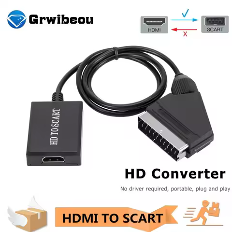 1080P HDMI to SCART Adapter Video Audio Upscale Converter PAL/NTSC for HD TV Sky DVD Box Signal Upsc