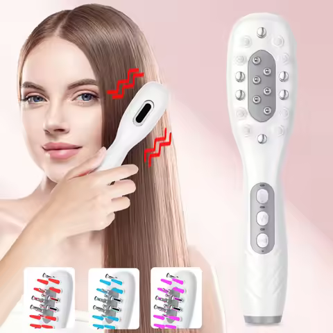 EMS Electric Massage Comb Micro Current Massage Comb Hair Conditioner LED Colored Light Radio Freque