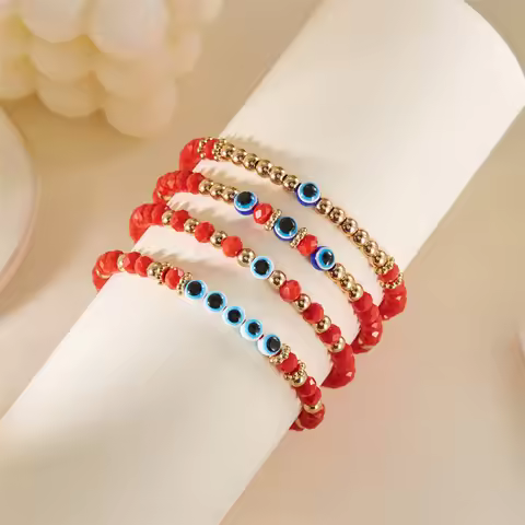 New In Evil Eye Red Crystal Bead Friendship Bracelet for Women Men Simple Handmade Braided Bracelet 