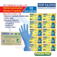 Top Glove Nitrile Powder Free Examination Glove - Blue (1 Carton-10 box)(Size : XS, S, M, L, XL)