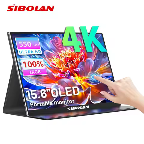 Sibolan 15.6 inch 4K OLED Touch Screen Extender Portable Monitor 100% sRGB Multi-Touch USB-C HDMI Tr