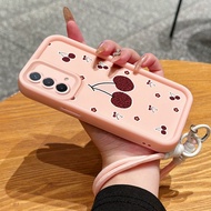 Case For OPPO A93 5G A93s 5G A74 5G Phone Cherry Silicone Strap