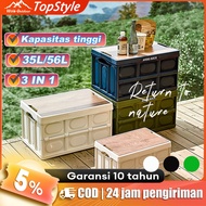 TopStyle TopStyle Kotak Lipat Storage Box Outdoor Camping Keranjang Piknik Kotak Lipat Penutup Kayu