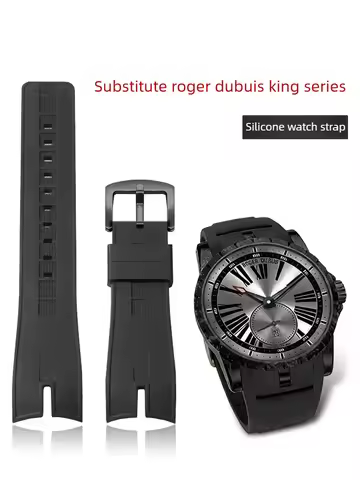 Silicone Watch Strap Men's Suitable for Roger Dubuis King Series EXCALIBUR Special Bracelet 26mm Bla