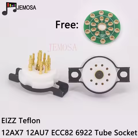 EIZZ Teflon Small 9pins Tube Socket Gold Plated For 12AX7 ECC82 ECC83 6922 ECC88 Electron Tube HIFI 