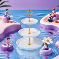 Set Of 3 Pieces 3 Tier Dessert Stand Fruit Plate Cupcake Plastic White Cup Cakes Desserts Fruits Can